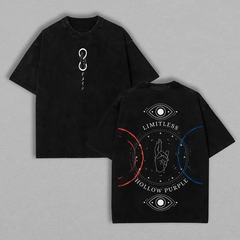 JJK Gojo Oversized Graphic Tee, Vintage Washed and Normal Anime Shirt for Fans