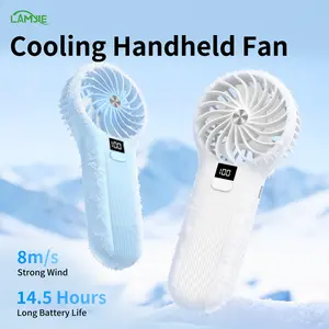 LAMJIE Handheld Turbo Ice Refrigeration Fan | 25550RPM 5-Speed, 12H Cooling, 5000mAh Rechargeable | Portable Fan for Travel Camping Office, Summer Gift fan