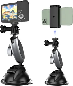 Aluminum Alloy Suction Cup for Pocket 3 GoPro, Insta360, 360 Degree Rotation for Intensive Use with cell Phone Mount and Camera Car Mount Holder