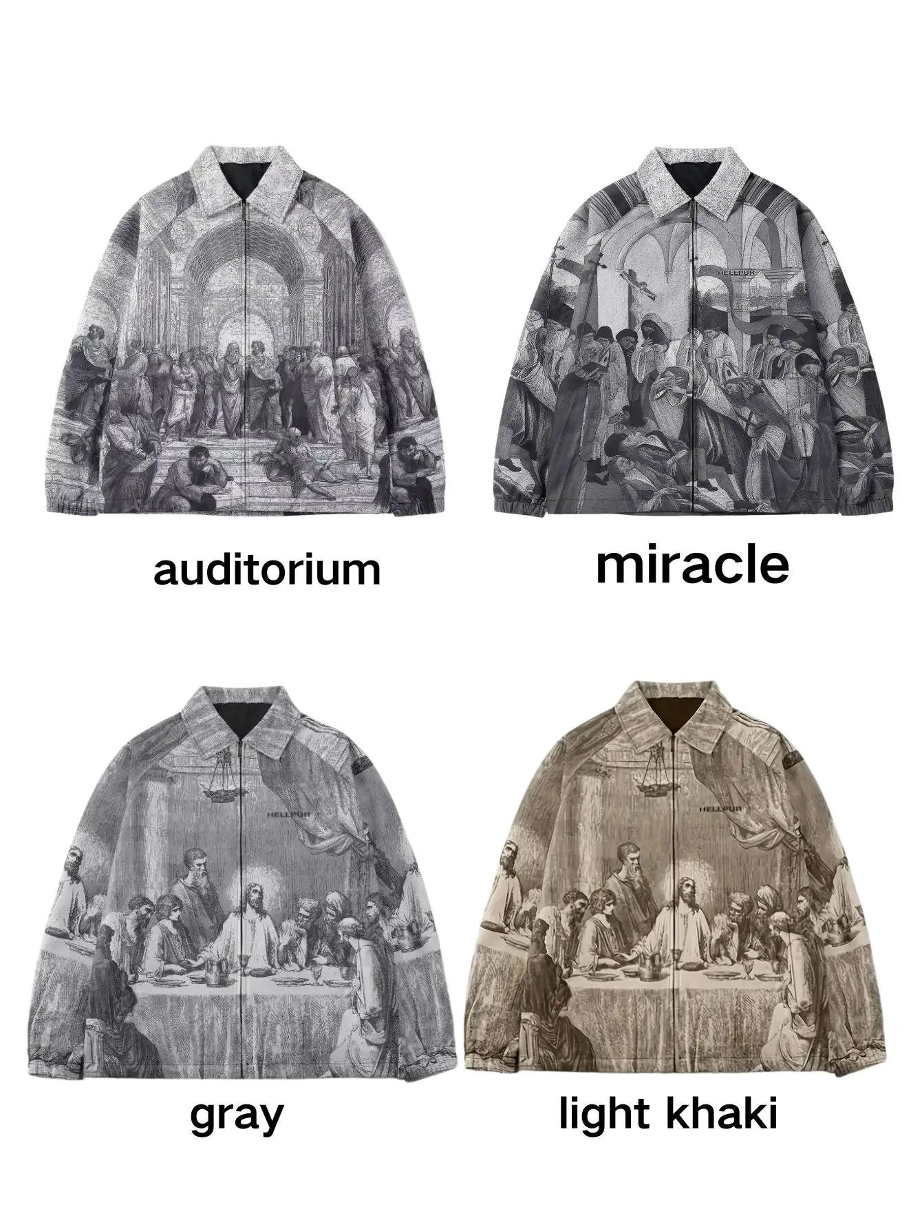 4 Colors Vintage Art Oil Painting Full Print Lapel Jacket Streetwear Casual Outerwear