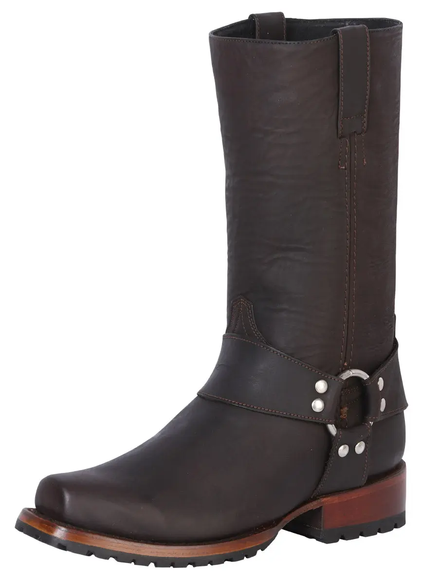 Rodeo Bravo x El General Men's Leather Biker Cowboy Boots – Dark Brown