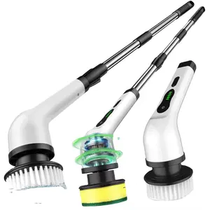 Power Scrubber with Adjustable Extension Handle - Compact Design for Effective Cleaning