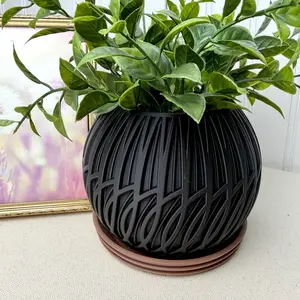 The Lumen Planter, Indoor Flower Pot, Tabletop Planter, Raised Pattern, Opening Diameter: 3.125", 4.125" tall x 5.25" wide