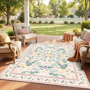Vintage Oriental 5x7 ft Area Rug (5×7ft/60×84in/150×210cm, bt-20-2) - Beige, Upgraded Non-Slip, Soft, Washable, Distressed, Durable, Traditional Farmhouse Indoor Carpet for Living Room, Bedroom (Dry Clean Only)