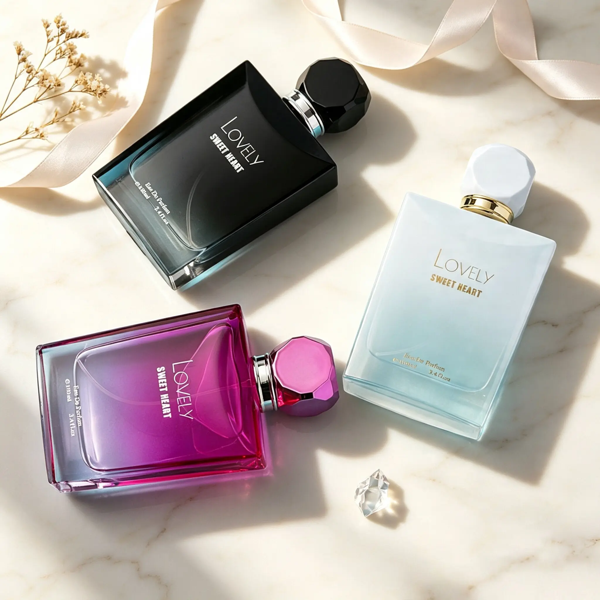 Sweet Heart Series Perfume, Elegant Sweet Scents for Daily Wear, Unisex Fragrance in a Gradient Matte Glass Bottle, Ideal Lover Gift, Unisex Safe