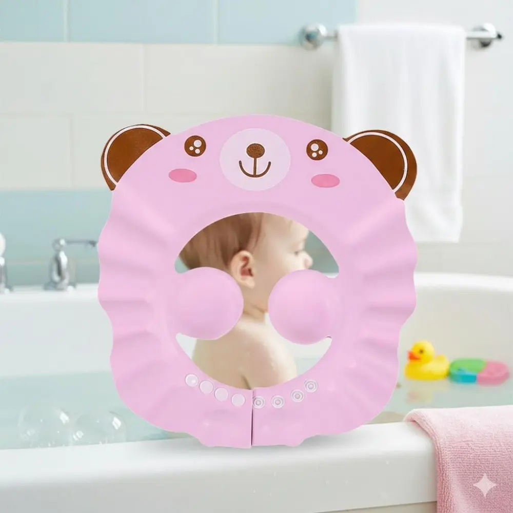 Adjustable Baby Shampoo Hat - Soft Waterproof Bath Cap for Newborn, Infants & Toddlers, Prevents Water Leakage, Protects Ears, Secure Hair & Head Fit for Safe Bath Time, Parent-Child Shower Essential, Gentle Skin-Friendly Material