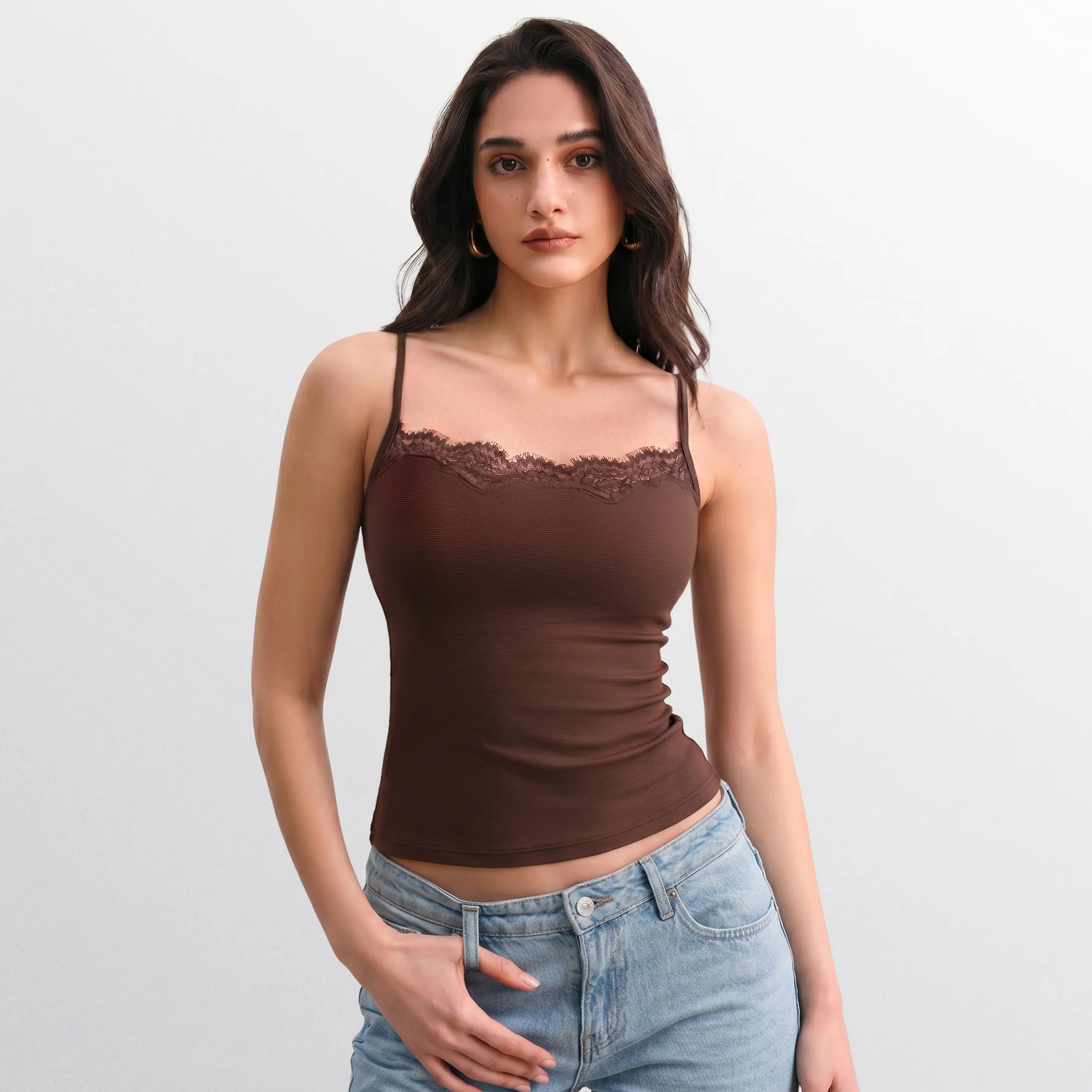 C202 Clearance Deal Lace Cami Tank Top Adjustable Straps Padded Slim Fit Soft Lightweight Sexy Summer Going Out Top Limited Stock Affordable Aesthetic Trendy Womenswear