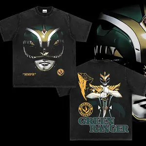 Premium Retro Power Rangers GREEN RANGER 1.0 Stay in School Tee Vintage Unisex Oversized Heavyweight Cotton Tshirt , Gift For Him
