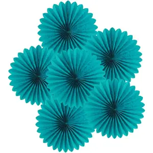 Set of 6 Party Decorations Paper Fans Birthday Wedding Home Party Hanging Decoration (14 Inches, Teal)