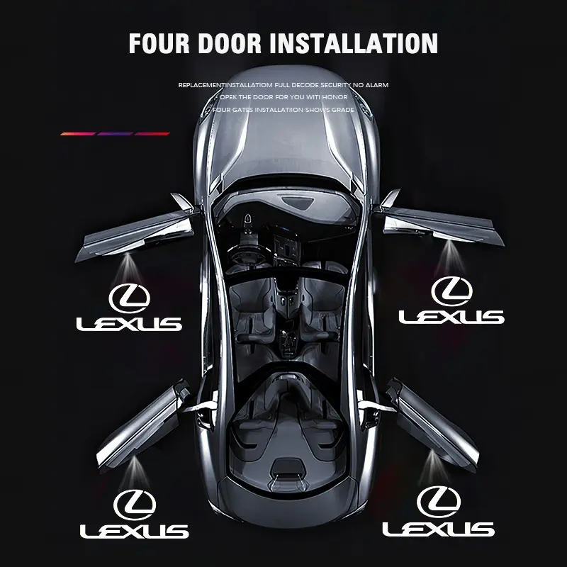 2pcs Lexus HD Car Door Courtesy Welcome Light Led Step Lights Door Sill Lights Projector Lamp For Lexus ES RX NX LS UX LM LX GX LC RZ IS CT GS RC HS SC TX LBX IS300 RX350 LS500 LX600 NX260 CT200 F SPORT