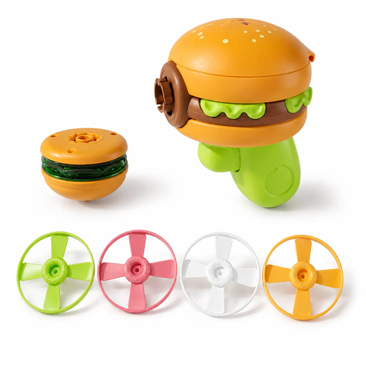 2-in-1 Flying Saucer Blaster Gyroscope 3-Pack Battle Set - Playful Flying Toys, Spinning Top Launcher, 3 Spinning Tops, 4 Propeller Wings, Outdoor Creative Toy, Birthday Gifts for Kids