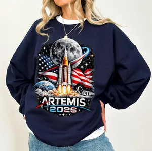 Artemis 2 Journey Around the Moon and Back 2026 Sweatshirt, NASA Mission Graphic Tee, Rocket Science Tops, Space Enthusiast Gift