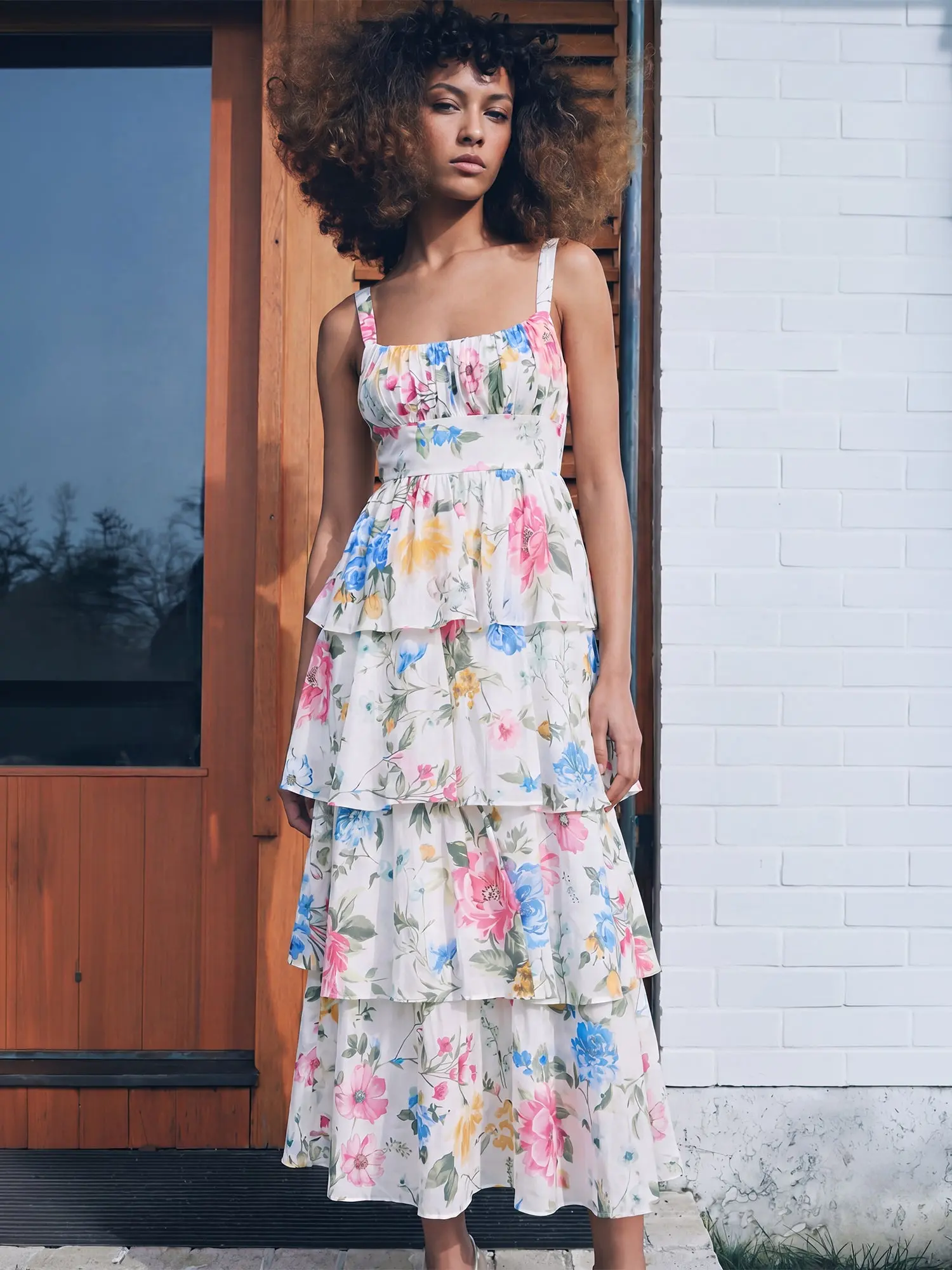 Sleeveless Tiered Floral Maxi Dress