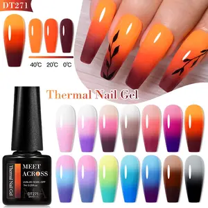 Meet Across Color Changing Gel Nail Polish Set, Blue Neon Colors, Mood Temperature Change Design, Soak-Off DIY Home Nail Art, Thermal Nail Gel