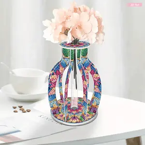 DIY Diamond Painting Flower Vase Kit, Wood Table Ornaments, Test Tube Set, Flower Wedding Home Decor, Ideal Gift for DIY Needlework Enthusiasts (Toys & Hobbies)