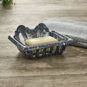 Speckled Grey Enamelware Soap Dish