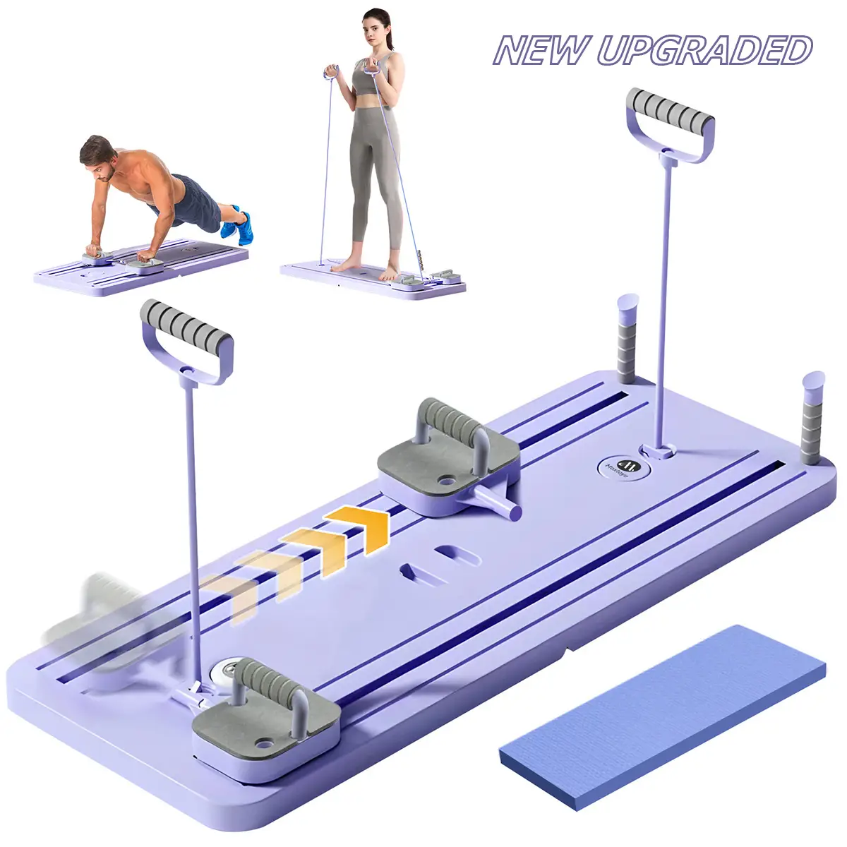 2025 Upgrade Multi-Functional Ab Exercise Board - Foldable Lightweight Home Pilates Reformer with Foam Armrests, Timer, and Various Training Positions