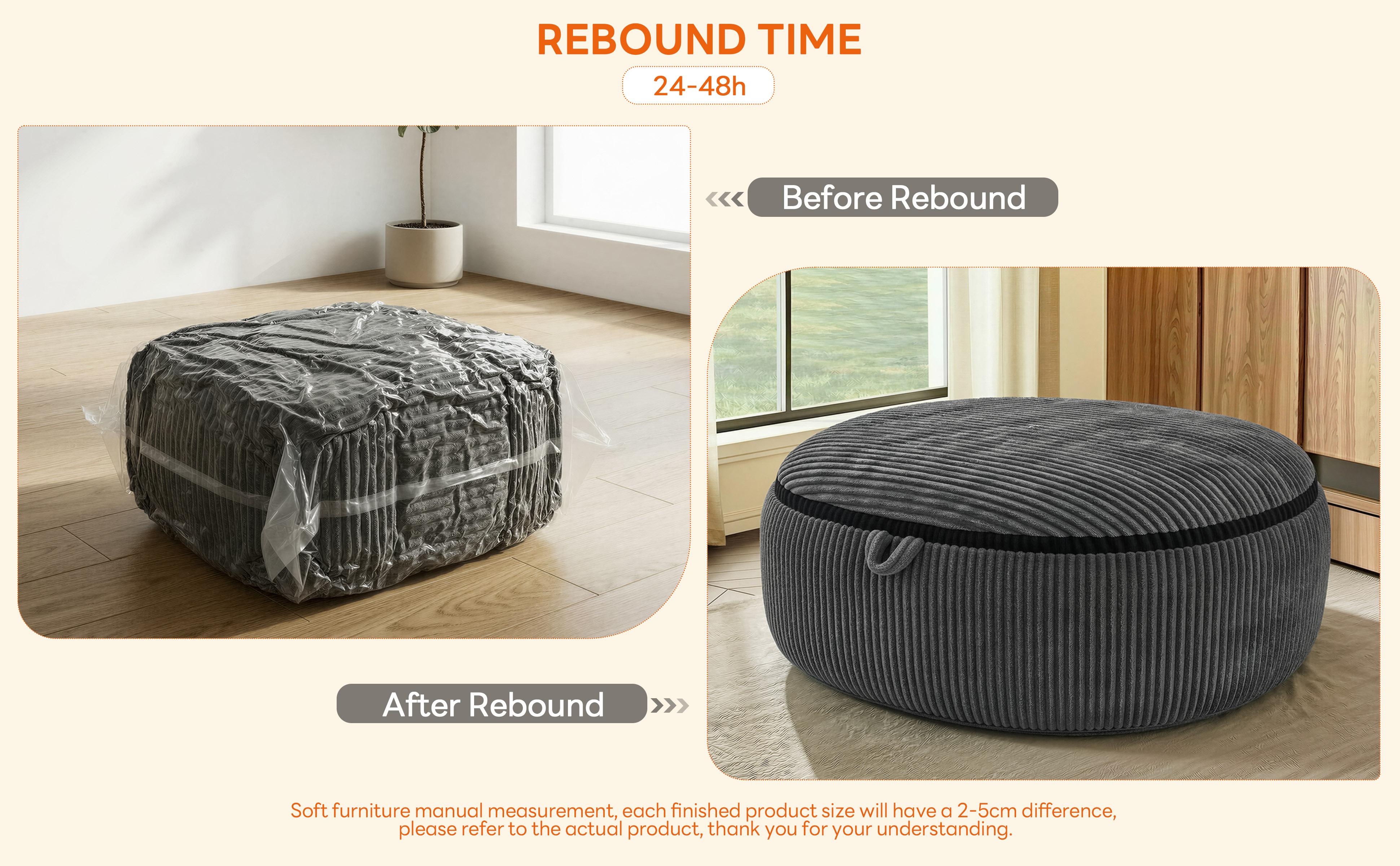 LIKIMIO 5/8FT Bean Bag Chairs with Machine Washable Removeable Flannel Cover & Memory Foam Filling, Large Giant Beanbag for Adults for Living Room, Bedroom (Grey)