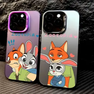 PIKPAKA Cute Anime Movie Z-Zootopia Smartphone Case Matte Laser Metallic Phone Case for iPhone 17 16 15 14 13 12 Pro Max Air | Aurora Gradient Finish | Smooth Matte Texture | Durable Scratch Resistant Anti Fingerprint Full Protection Cover
