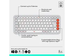 Logitech POP ICON COMBO, Bluetooth keyboard and mouse combo, comfortable typing, programmable keys and buttons, quiet clicks, Easy-Switch up to 3 devices