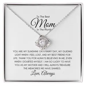 To The Best Mom In The World Necklace Gift Classic To My Mom You Are My Sunshine On A Rainy Day Love Knot Necklace