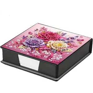 Flower Diamond Painting Kit Note Box Memo Paper Storage Box Sticky Note Holder Diamond Painting Memo Pad For Office Desk