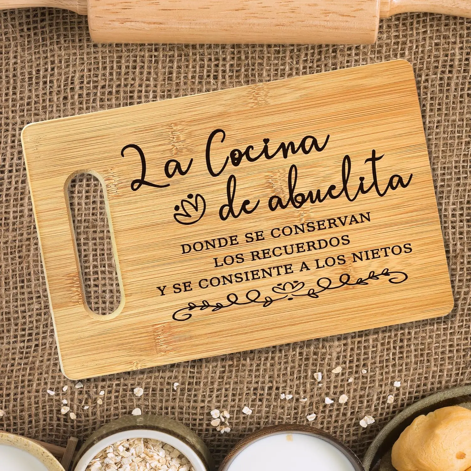 Abuela Gifts Cutting Board, La Cocina De Abuelita Spanish Mexican Grandma Bamboo Cutting Board, Gift for Grandma in Spanish Decorative Cutting Board Kitchen Decor, Abuela Gifts in Spanish