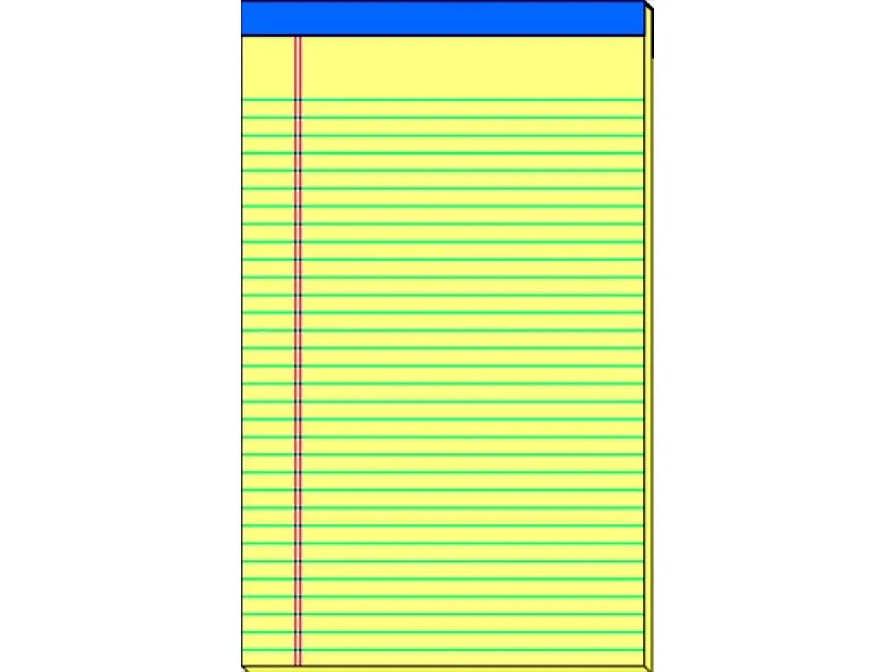 School Smart 027439 Classic Perforated Stapled Traditional Ruled Standard Legal Pad - 5x8 in, 15 lb Sulphite Bond Paper, 0.38 in Ruling, 50 Sheets, Printed Headstrip, Canary, Pack of 12