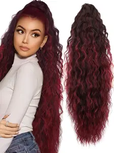 30 inch claw clip long ponytail extensions, long curly ones, natural big wave Soft Synthetic Hair wigs, women's long wavy ponytail extensions, hair accessories, voluminous, for festivals, daily wear, parties, Halloween, Christmas.
