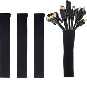 4 Pack Cable Management Sleeve, 19-20 Inches Cord Organizer System with Zipper for TV Computer Office Home Entertainment, Flexible Cable Sleeve Wrap Cover Wire Hider System -Black Pc Accessories