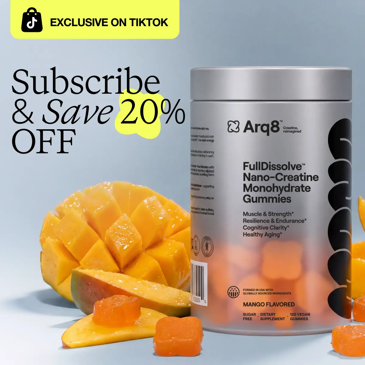 Arq8 FullDissolve Nano-Creatine Gummies, Smooth Muscle Support Fitness Supplement Arq8 FullDissolve Nano-Creatine Gummies, Smooth Muscle Support Fitness Supplement