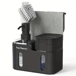 3 in 1 Kitchen Soap Dispenser with Towel Rack, 1 Count Soap Dispenser with Sponge Holder, Kitchen Sink Soap Dispenser, Kitchen Utensils & Gadgets