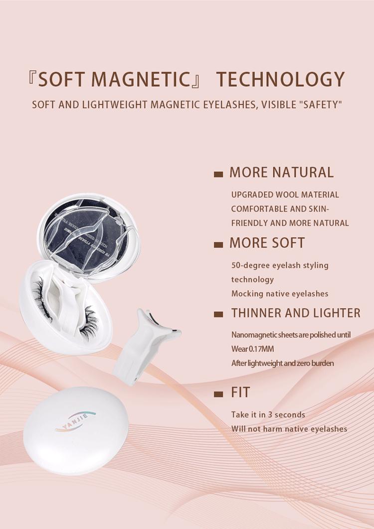 YANJIE. Soft Magnetic Eyelashes Cosmetic Eyelash Extension with Applicator Highly Rated & Sensitive Eye Friendly No Glue & Eyeliner Needed Reusable Makeup Eyelashes Clear Lightweight