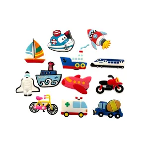 12-Pack Refrigerator Magnets Transportation Tools, Boat Ambulance Rocket Airplane Designs, Indoor Decor for Cabinets & Classrooms, Refrigerator Decorating Magnet