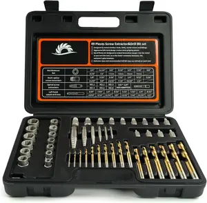 49 count Bolt Extractor Kit with Left Hand Drill Bit, Screw Extractor Set Heavy Duty, Bolt Extractor & Reverse Drill Bit Easy Out Damaged Nuts Stripped Screw with Portable Case  Mens