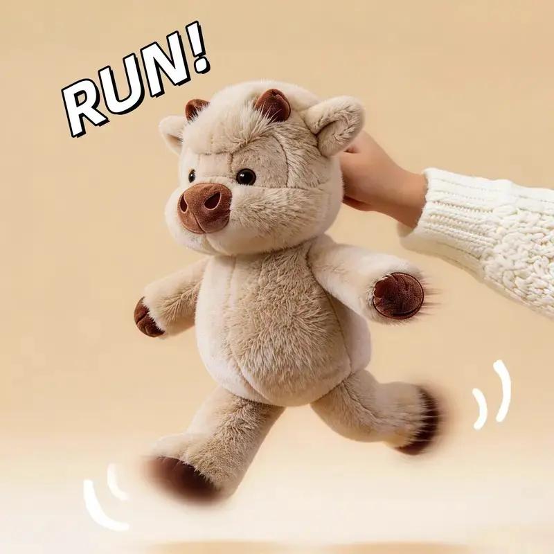 Cute 45cm Running Cow Plush – Highland Bull Farm Animal Stuffed Doll, Soft & Huggable Birthday Gift for Adults & Kids