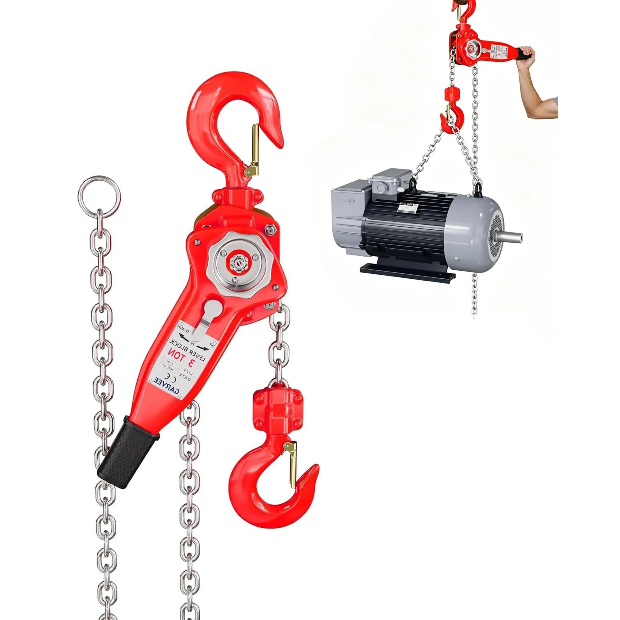 GAOMON Manual Lever Chain Hoist, 13200 LBS, 6 Ton, 10ft, G80 Galvanized Carbon Steel with Weston Double-Pawl Brake, Auto Chain Leading & 360° Rotation Hook for Garage Factory Dock