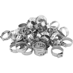 50PCS Stainless Ear Clamp 17.5mm Single Ear Clamp Round Type Clamp for Tubing Oil Pipe Fastening Clamps for PEX Tubing Pipe Fitting for Air Conditioning Systems Heaters