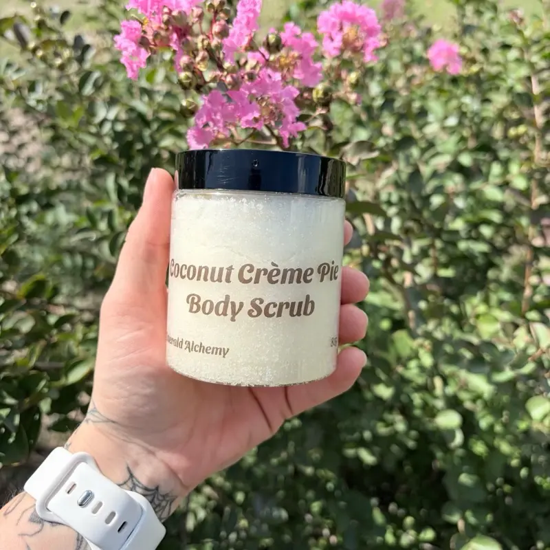 Coconut Crème Pie Sugar Scrub | 8 oz Exfoliating Body Scrub | Coconut Vanilla Shea Scent | Moisturizing Skin Polish | Body Care Gift
