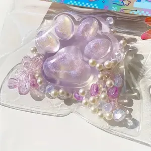 1Pc Squishy Transparent Cat Claws Squeeze Toys Kids Adult Soft Pinch Pop Fidget Toys with Butterfly Beads Halloween Christmas