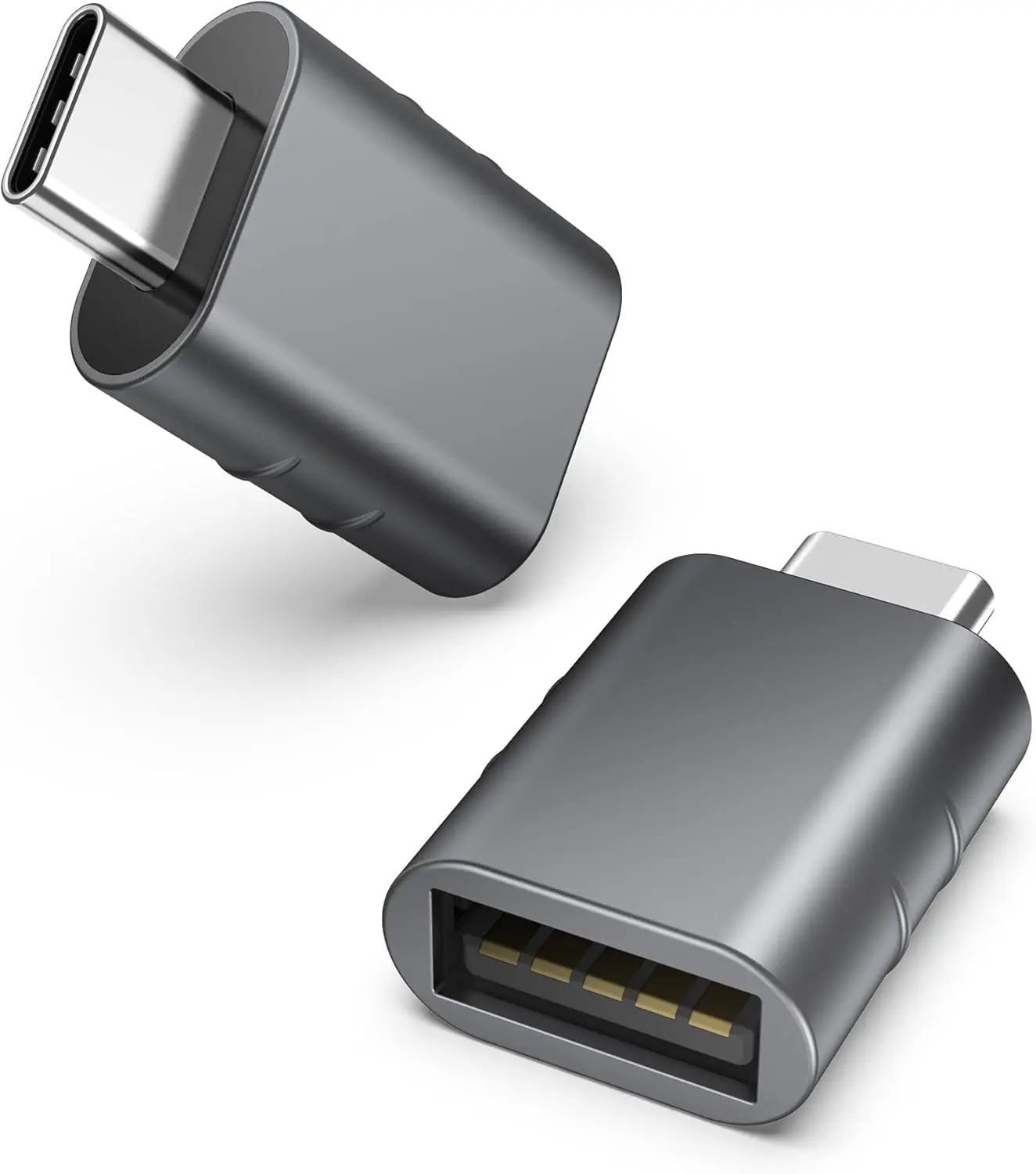 USB C to USB Adapter Pack of 2, USB 3.0 Female to Thunderbolt 4/3 Adapter Compatible with MacBook Pro Air 2024, Surface, iPad, iPhone, Galaxy Notebook, XPS and More Type C Devices, Space Grey