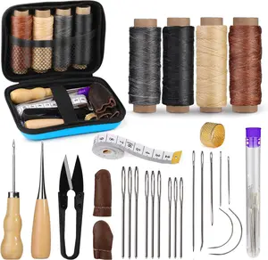 Leather Sewing & Repair Kit – Complete Hand-Stitching Tools with Sewing Awl, Threads, Needles & Accessories for DIY Leatherwork