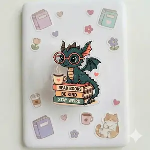 Magnetic Phone Grip Read Books Be Kind, Magsafe Compatible Kindle Holder, Cute Dragon Aesthetic High-Quality Print, Gift for Readers, Strong Magnet
