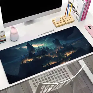 Magic Castle Night Sky Design Extra Large Gaming Mouse Pad,Aesthetic Desktop Drotection Pad,Washable Rubber Pad Non-Slip Lock Edge Multi-Size Mouse Pad Suitable For Home Office, Desktop Accessory, Desk Accessories, Good Gift for Family and friends