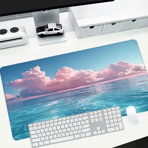 Ocean waves large-sized gaming mouse pad, serene water desktop protection pad, anti-slip rubber lock edge high-definition printing, suitable for computers, laptops, offices, homes, schools, as a gift for family and friends.