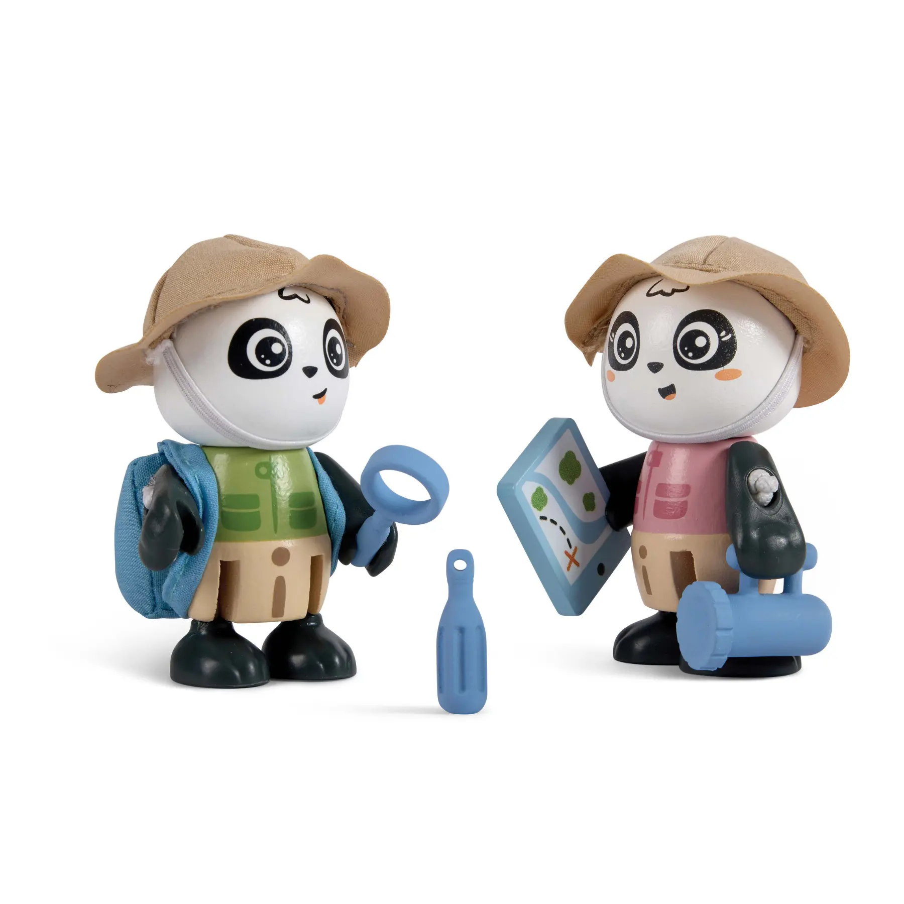 Hape Sam & Pam Green Planet Explorers Doll Playset - Sustainable Nature Role Play Toy with Exploration Games Tools, Panda Figurine for Kids' Creativity Boost