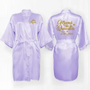 Personalized Quinceañera Robe - Soft Pink Glitter Design with Custom Names & Dates for Quinceañera & Squad