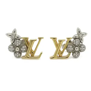 Pre-owned Louis Vuitton Gold-plated Small Leather Goods LV Gram Earrings