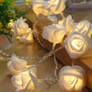 20 LED 5MM Lights with PE Rose Flowers - Warm White