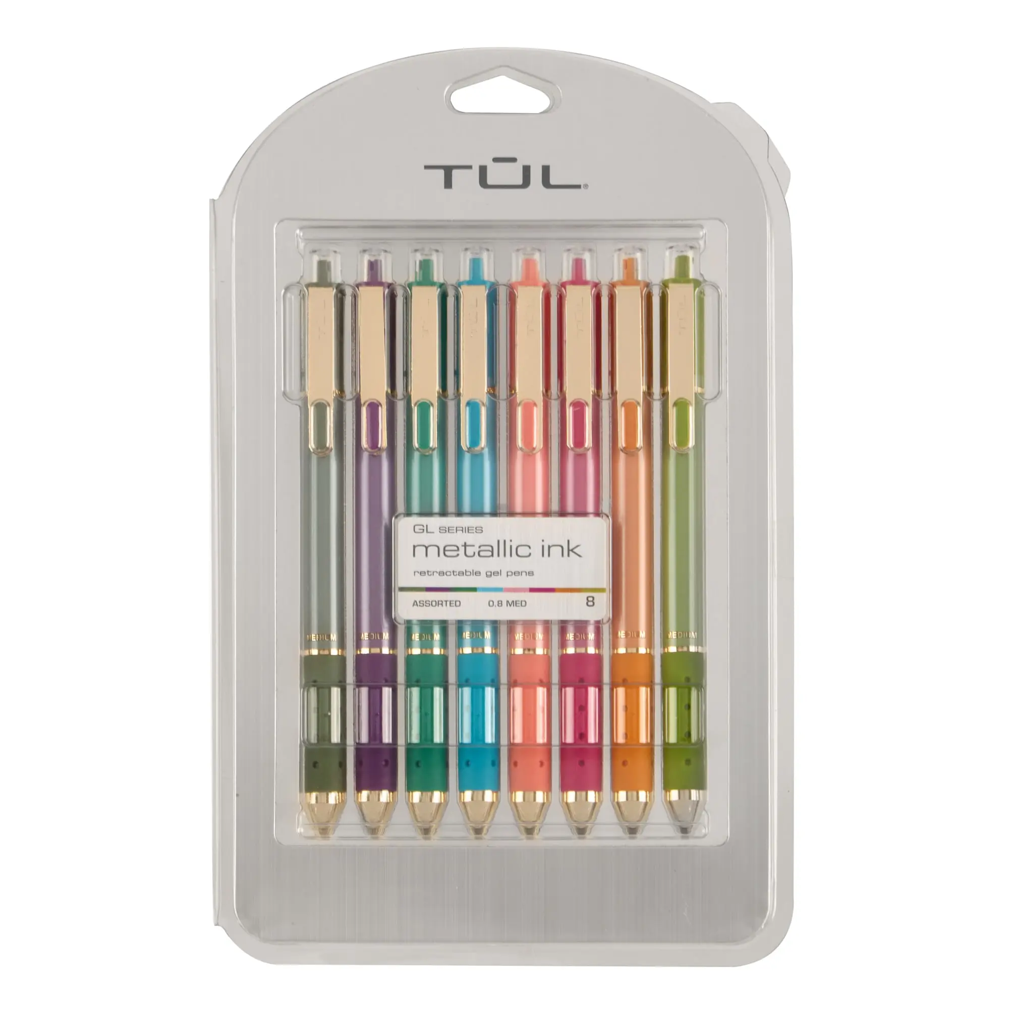 TUL® GL Series Retractable Gel Pens, Medium Point, 0.8 mm, Assorted Barrel Colors, Assorted Deep Metallic Inks, Pack Of